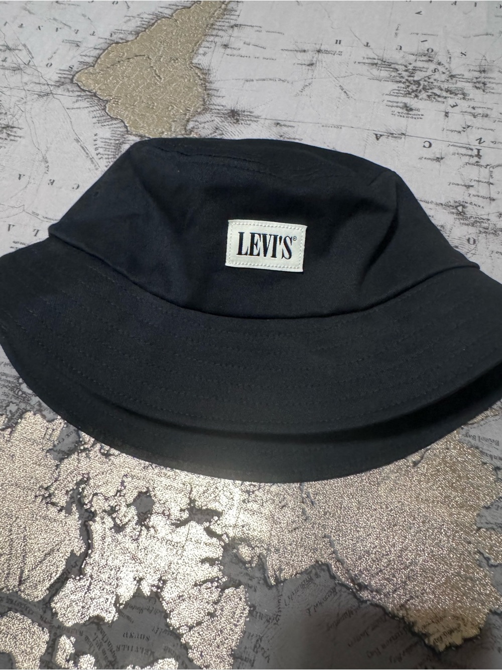 Levi's Black Bucket Hat with flex fit, Front Patch Logo